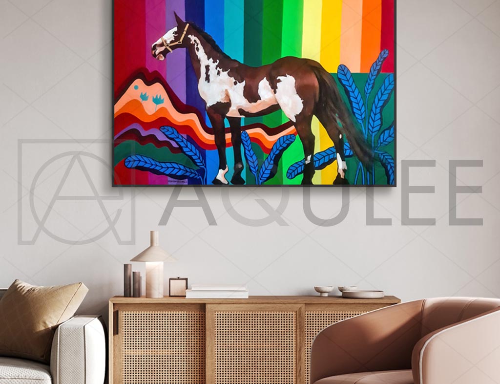 Colorful Horse Art with Rainbow