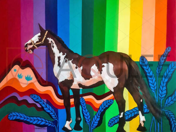 Colorful Horse Art with Rainbow - Image 2