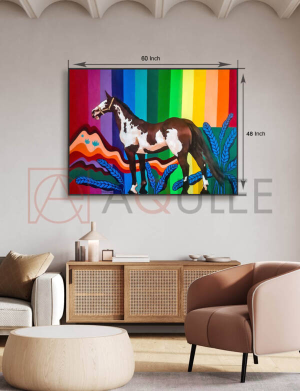 Colorful Horse Art with Rainbow - Image 3