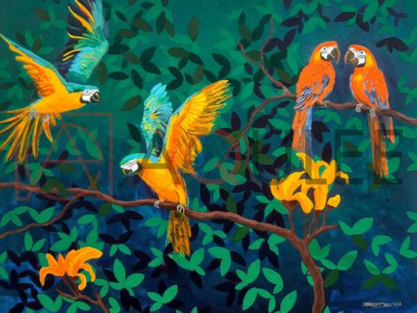 Parrots On The Tropical Branches - Image 2