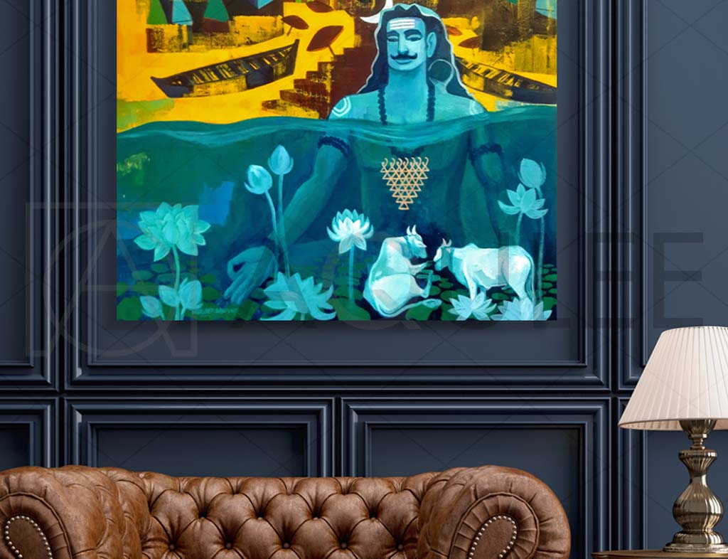 Shiva Meditating Under Water